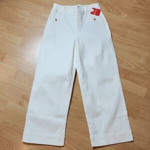 NWT Spanx Stretch Twill Cropped Wide Leg White Pants Size Small Petite SP 20312Q